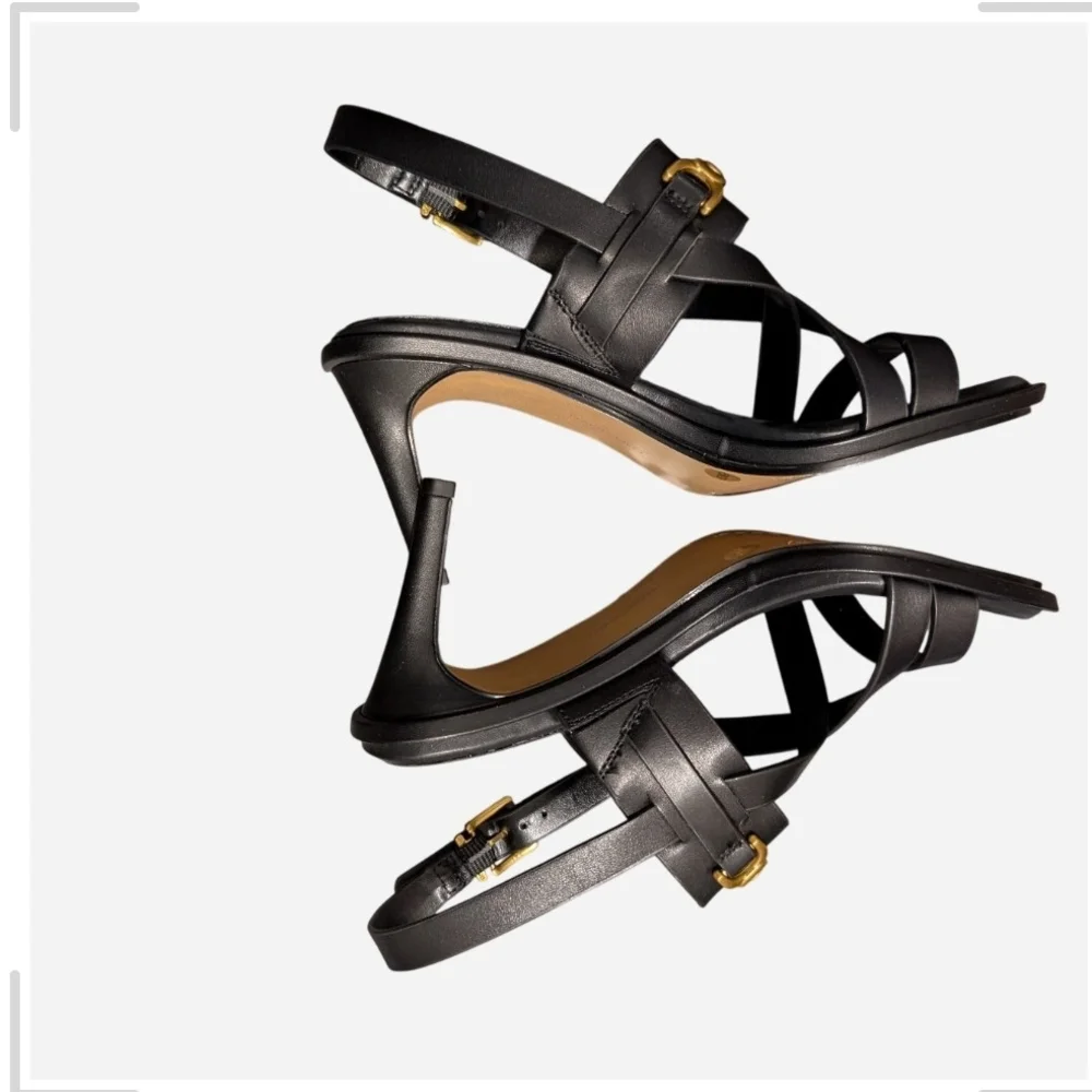 Vince Camuto Black Sandals with Gold Accents - Picture 5 of 8